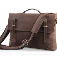 Nesitu Высококачественный винтажный коричневый из натуральной кожи Crazy Horse кожаный портфель мужской портфель сумки-мессенджеры# M7228B