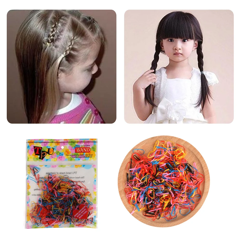 400pcs Hot Rubber Hairband Rope Ponytail Holder Elastic Hair Band Braids Plaits