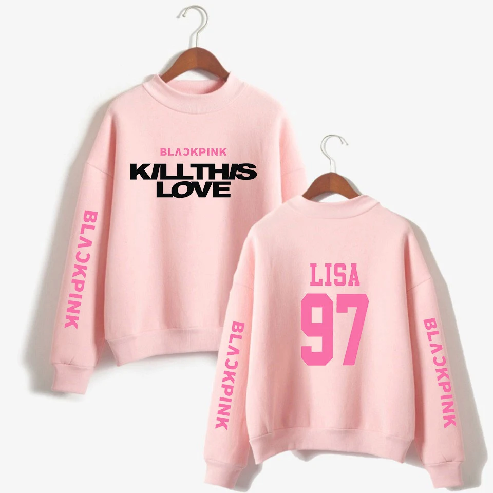 

Blackpink Kpop Lisa Turtleneck Sweatshirts Women/men Outwear Hip-Hop Blackpink Kill This Love Logo Harajuku Sweatshirts Clothes