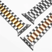 Ремешок для Apple Watch 42/44 мм, браслет из нержавеющей стали черного и золотого цвета, ремешок с пряжкой, адаптер для Apple Watch 4, 3, iWatch 38, 40 мм