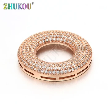 

27mm Handmade Micro Pave Cubic Zirconia Beads Charms for Diy Crafts Jewelry Findings Making, Model: VZ142