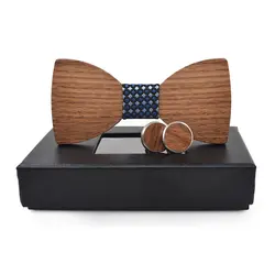 Бренд Бизнес деревянный галстук-бабочка, запонки Для мужчин древесины бабочкой Запонки Набор для свадьбы жених
