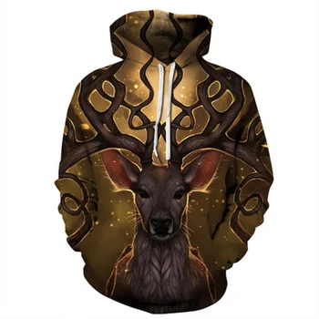 

Fashion Sika Deer Fashion Men/women Hoodies With Cap Print Gun Clown Hooded Hoody Sweatshirt 3D lovely Tracksuits Streetwear