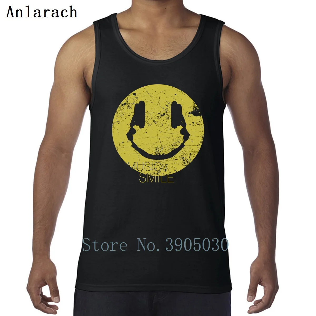 Music Smile Vests Funny Euro Size Letters Singlets Tank Top Men Fun