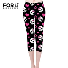 FORUDESIGNS New Casual Leggings Women Fitness Leggings 3D Skulls Pattern Spring Summer Workout Panty Female Mesh