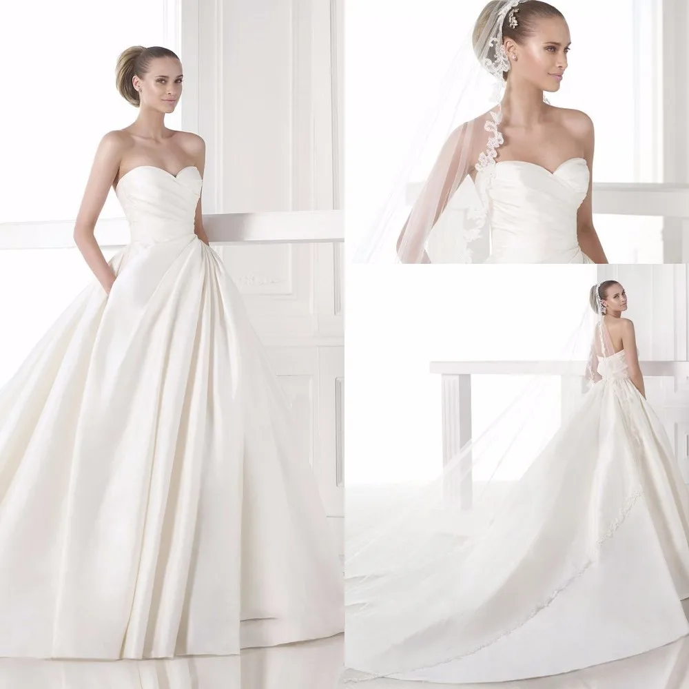 Wedding-dress-2016-Graceful-Sweetheart-Ruched-Satin-Sweep-Train-Princess-Ball-Gown-Wedding-Dresses