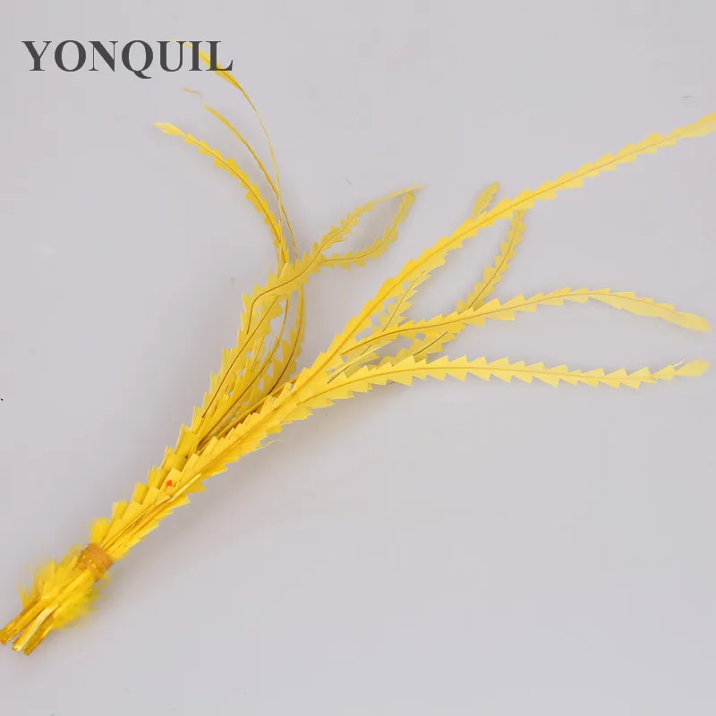 Несколько цветов 100 шт./лот Цветной 25-30 см в форме свободные COQUE ПЕТУХ хвост перья/длинные перья для чародей шляпы и шляп - Цвет: Цвет: желтый