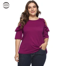 2019 New Spring Big Size Ruffle T Shirt Women Sexy Off Shoulder Casual Half Sleeve O Neck Shirts Women Tops Plus Size Tee Shirt 2019 New Spring Big Size Ruffle T Shirt Women Sexy Off Shoulder Casual Half Sleeve O Neck Shirts Women Tops Plus Size Tee Shirt