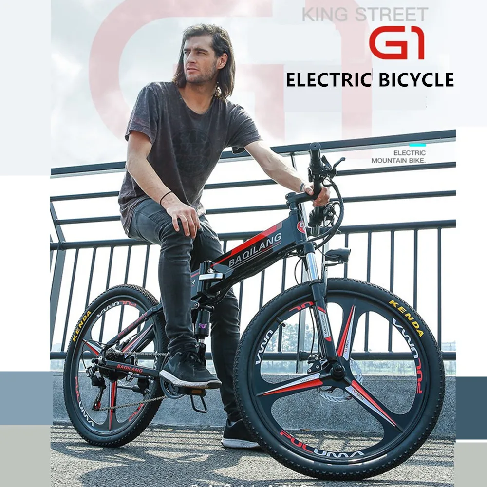 Top X-front 48V 350W 10 12.8A Lithium Battery Mountain Electric Bike 27 Speed moto Electric Bicycle downhill 26 inch Foldable ebike 0