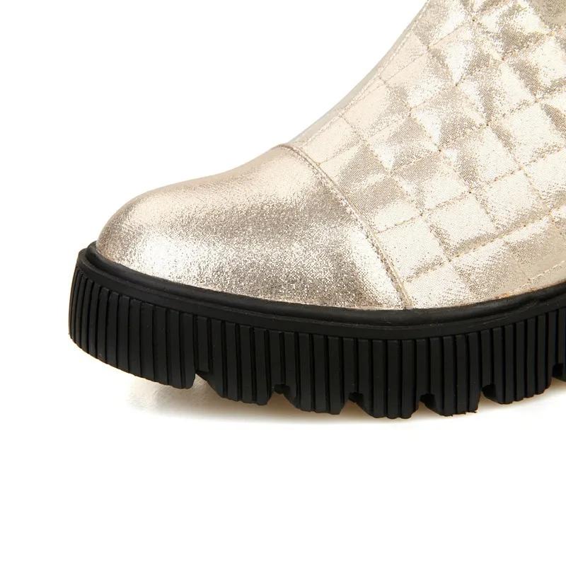 Г. Новая зимняя женская обувь Большие размеры 34-44, теплые женские зимние сапоги на платформе, увеличивающие рост, с круглым носком AYY-906-1