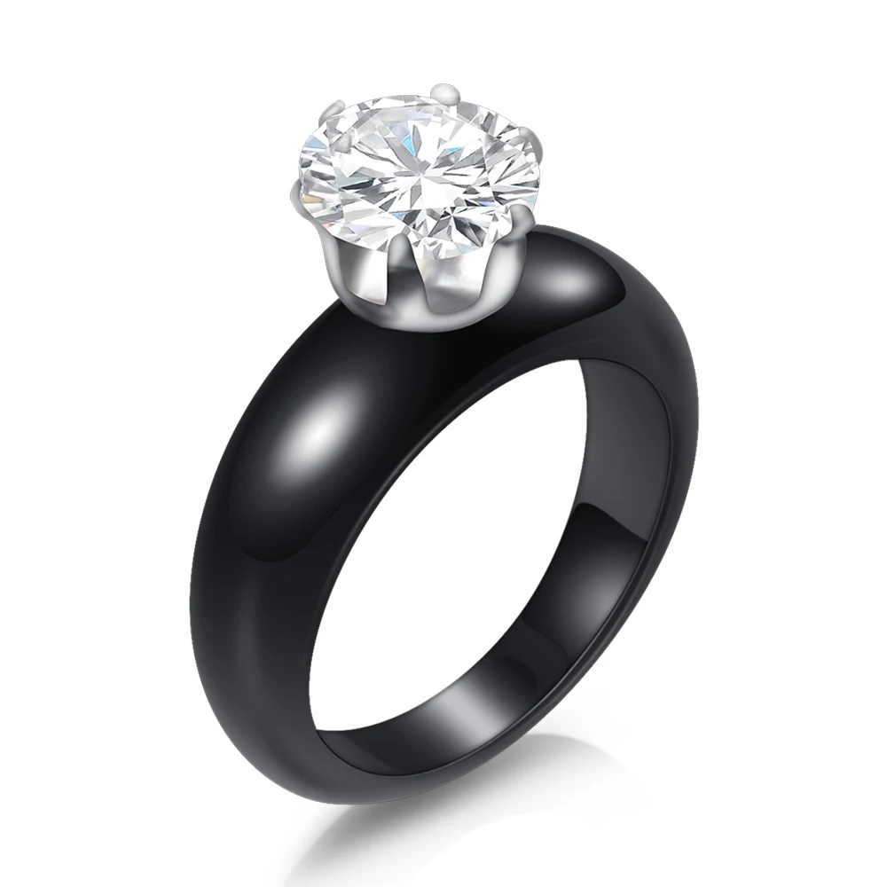 Обручальное круглое кольцо черного и белого цвета с кубическим цирконием кольцо для женщин свадебный подарок