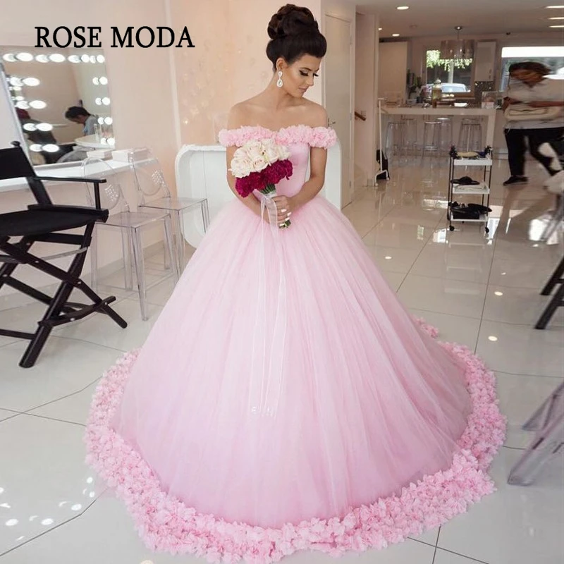 rose color wedding dress