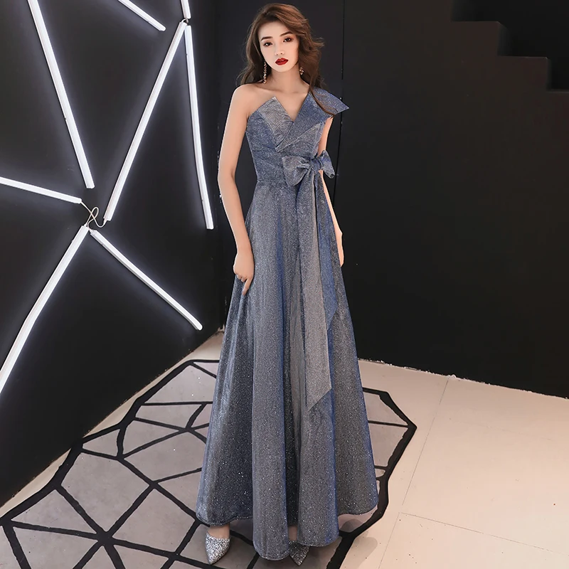Robe De Soiree 2020 новые синие Элегантные Длинные Формальные Вечерние платья а силуэта с