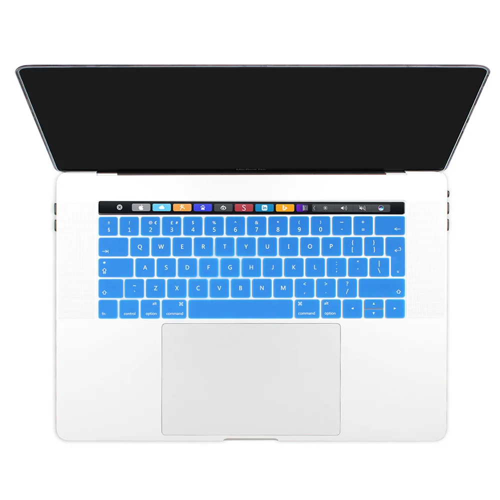 Силикон EU/британский английский раскладка клавиатуры наклейки протектор для // MacBook Pro 1" 15" с сенсорной панелью/удостоверениями личности - Цвет: dark blue