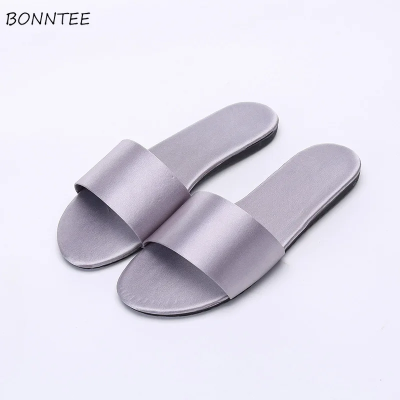 

Summer Slippers Women Home Bathroom Trendy Silk Female Slipper Soft Soles Wedding Shoes Womens Simple Flat Anti Skid Flip Flops
