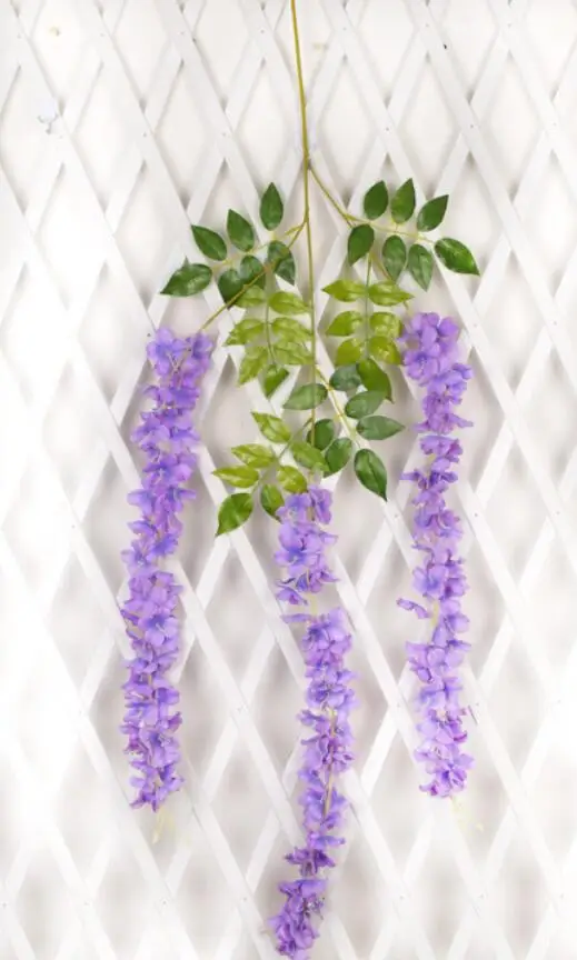 Искусственные цветы высокой плотности высокого качества Wisteria свадебные декорации цветок струны цветок DIY ротанга шелковые цветы Глициния - Цвет: Purple