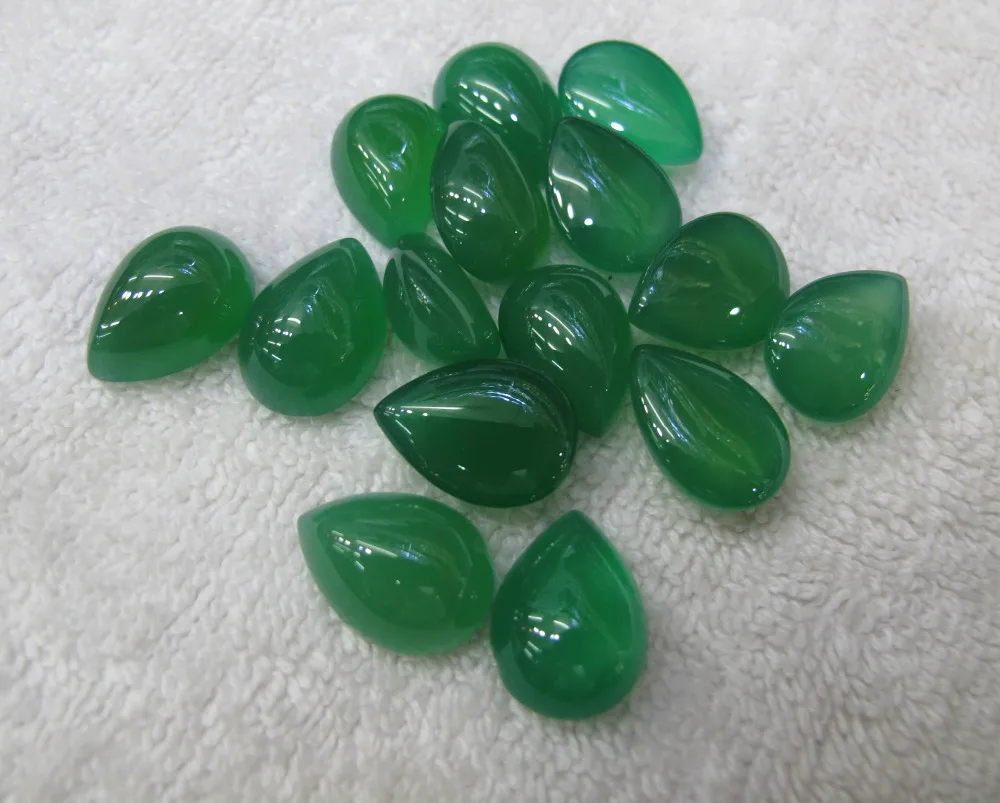 Wholesale 30pcs/lot Green Agate Carnelian 13x18mm Pear Cabochon Natural Gem Stone Jewelry Ring Cabochon image_0