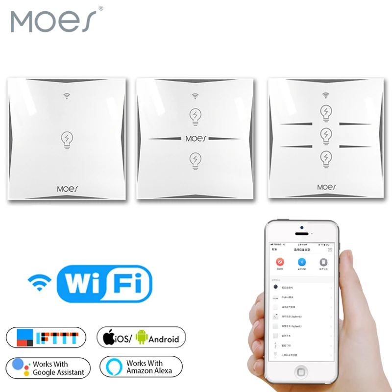Wifi умный настенный сенсорный выключатель розетка ЕС 1 комплект стеклянная панель