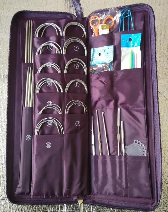 

Double Pointed A Set of stainless steel Knitting Needle Crochet Hooks 80cm Circular Needle Hook Needlework Knitted Tool 611
