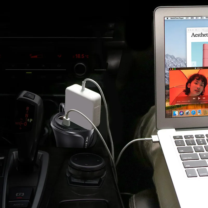 

Car Power Inverter 12V to 220V Outlets Dual USB Cup Holder Converter Adapter for Phone iPad MacBook NR-shipping