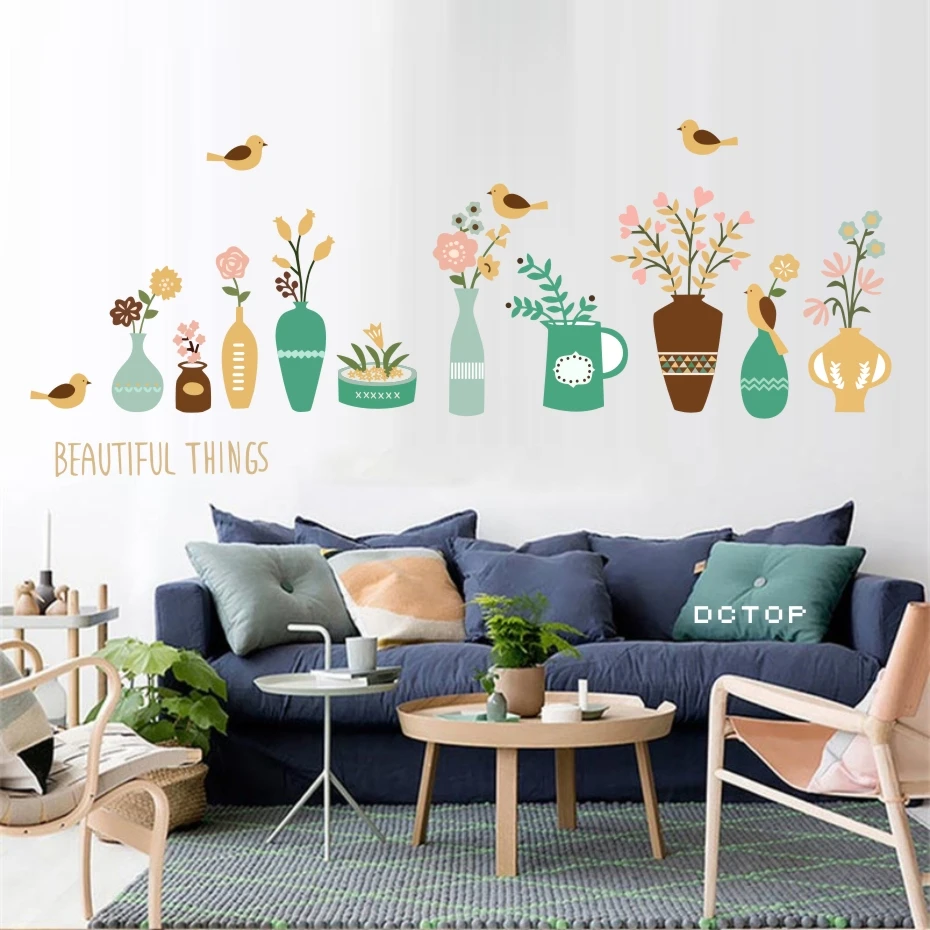 Beautiful Flower Vase Wall Sticker For Living Room Vases of Flowers