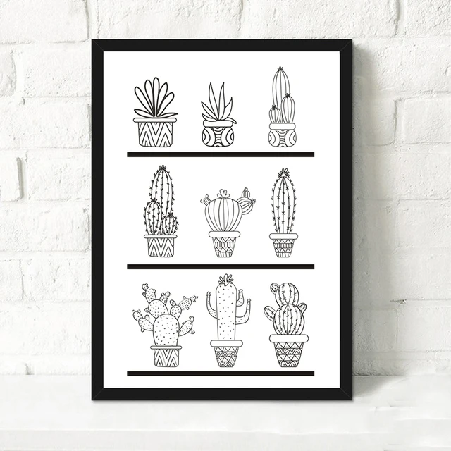 Online shop nordic art cactus plants minimalist art canvas poster painting black white picture print modern kids room decoration wall decor aliexpress Online shop nordic art cactus plants minimalist art canvas poster painting black white picture print modern kids room decoration wall decor aliexpress