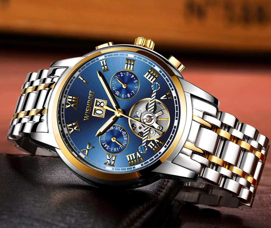 WISHDOIT Топ бренд новые мужские Роскошные автоматические механические часы модные водонепроницаемые спортивные мужские часы для отдыха Relogio Masculino