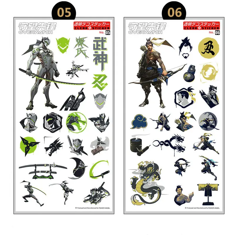 Game OW D.VA LUCIO MERCY Sticker Anime Stickers Waterproof Plastic Transparent Decal Toy Stiker For Phone Laptop Book
