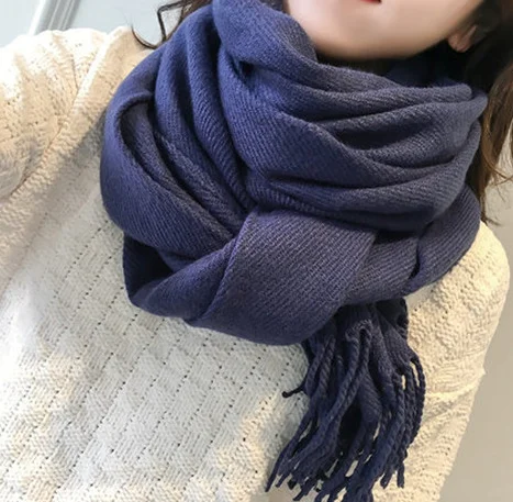 

Chanycore Solid color Winter scarf Imitation Cashmere pashmina women scarfs warm thick Dual shawl hijab poncho for ladies
