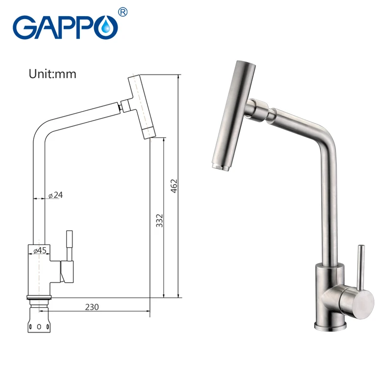  GAPPO Kitchen Faucet Single Handle 360 Degree Swivel Spout 304 stainless steel kitchen tap mixer ki - 32847947797