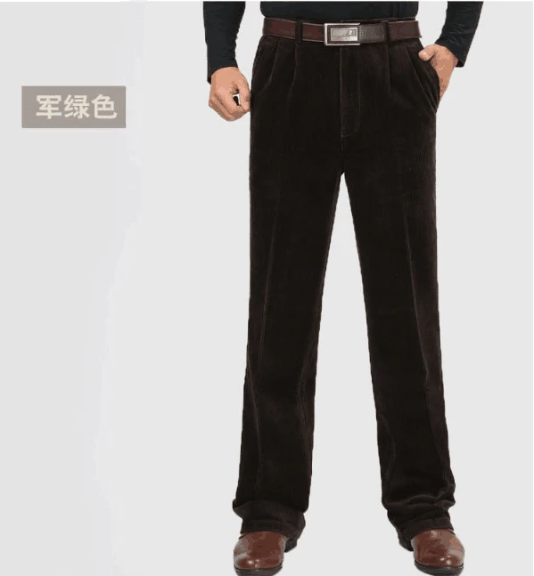 best business casual pants new arrival gahsion obese male winter high waist double corduroy Men's trousers plus size 30 31 32 33 34 35 36 38 40 42 44 46 black khaki pants