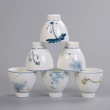 2 предмета синий и белый ручная роспись чайная чашка в китайском стиле «Кунг-чашки fu ручной работы кружка для питья