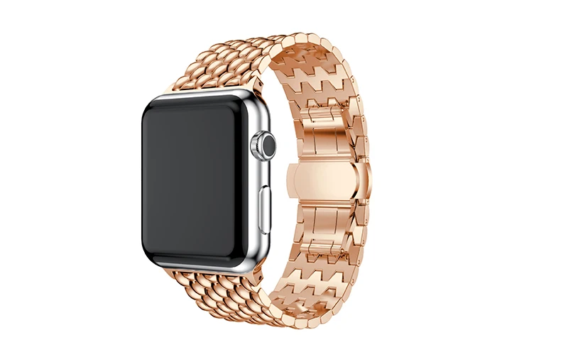 Luxuty Metal Watch band for apple smart watch strap Stainless Steel design Men's watch strap bracelet (2)