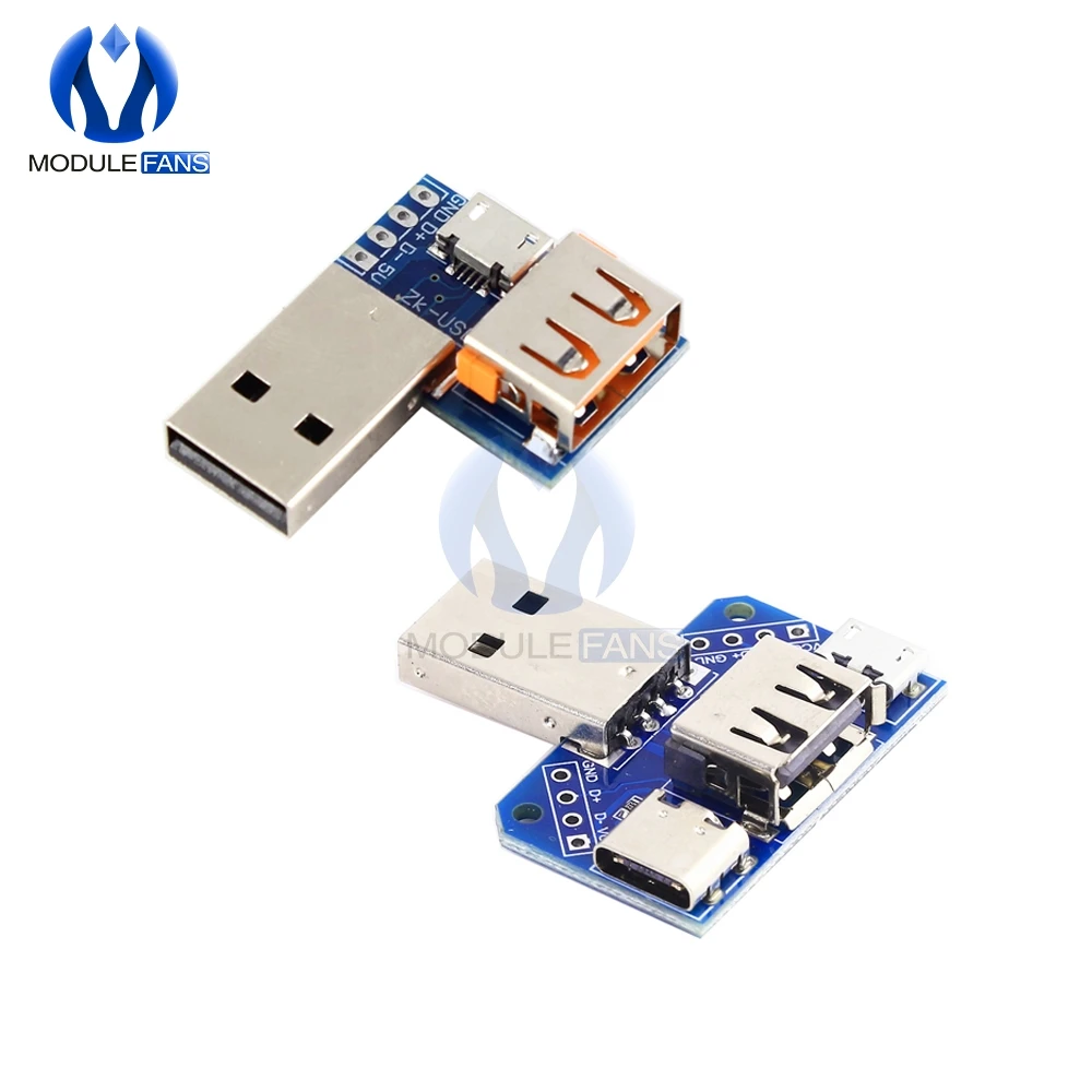 

5PCS USB Converter Standard USB Female to Male to Micro USB Type-C to 4P Terminal Adapter Board Diy Electronic 2.54 mm 2.54mm