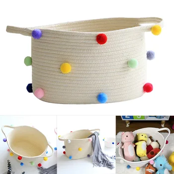 

Rope Storage Baskets with Handles Durable Laundry Nursery Weaving Organizer can CSV