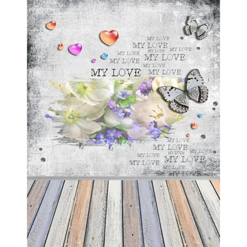 

Vinyl Photography Background Computed Printed Flower Love Font Valentine's Day Backdrops for Photo Studio S-2115