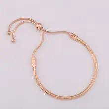 925 пробы, серебристый, розовое золото, Moments, скользящая застежка, регулируемый браслет Pandora, браслет, подходит для женщин, бусина, шарм, сделай сам, европейская бижутерия