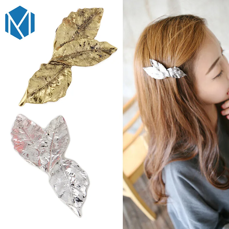 MISM Women Leaf Hairgrip Metal Hairpins Girls Leaves Hair Clips Lady Barrettes Retro Headdress