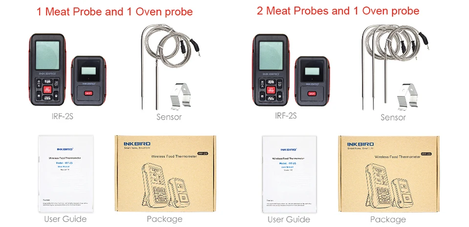 Inkbird digiRemote домашняя кухонная печь барбекю беспроводной термометр IRF-2S оранжевый, щупы из нержавеющей стали и большой экран с таймером