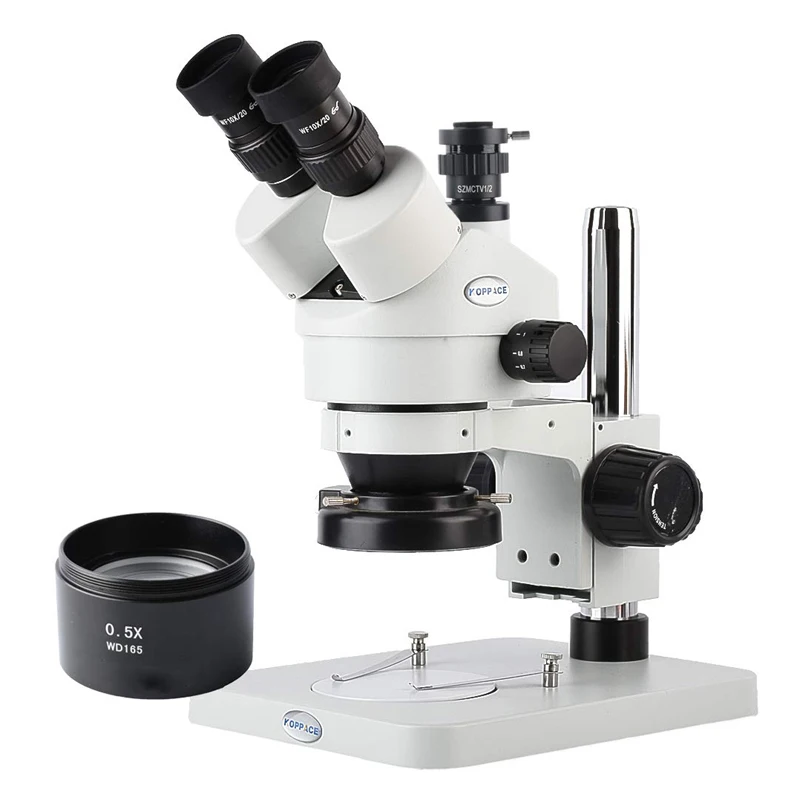 

2019 Best Compound Microscope 3.5-45X Magnification Trinocular Widefield Inspection Stereo Micro scope 0.5XCTV Camera interface