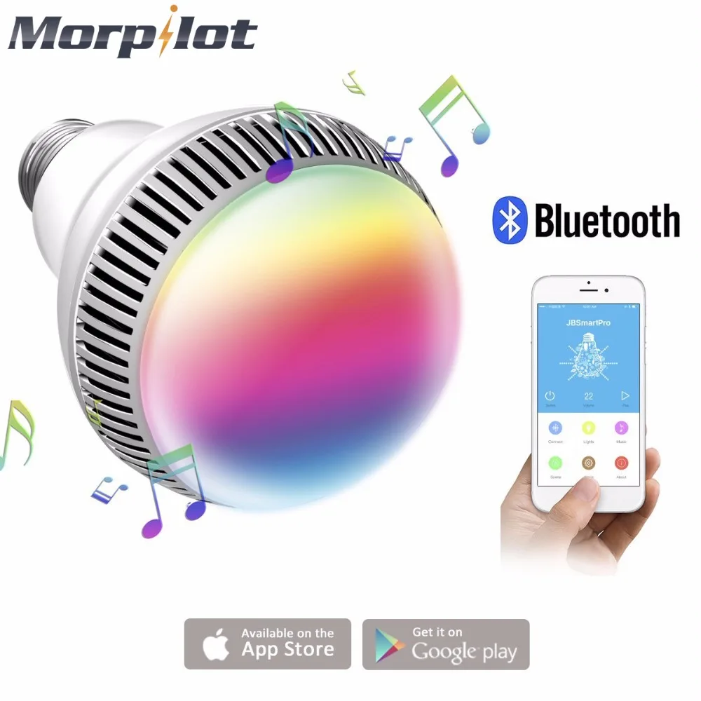 Morpilot приложение Управление интеллектуальной Bluetooth лампы Динамик E27 6 Вт RGB