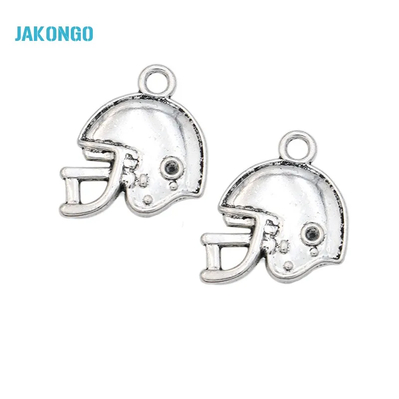 

JAKONGO Hot Sale Antique Silver Football Helmet Charms Pendants for Jewelry Making DIY Handmade Craft 19x20mm