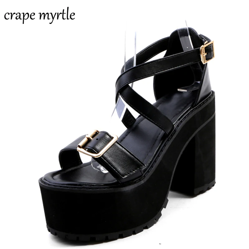 

beach shoes sandals women Summer shoes strappy heels platform sandals square fetish high heel women shoes thick heels YMA355