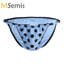 Купальник мужской купальник бикини для гей-белья трусы купальный костюм сексуальное нижнее белье в горошек с бантом низкая посадка нижнее белье, мужские трусы