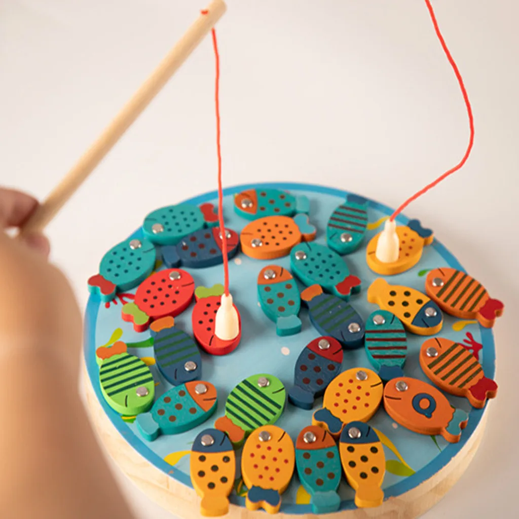 26 шт. рыболовные игрушки Магнитные деревянные игрушечная Рыбалка для малышей Алфавит ловля рыбы разноцветная игрушка костюм для детей от 2 до 4 лет