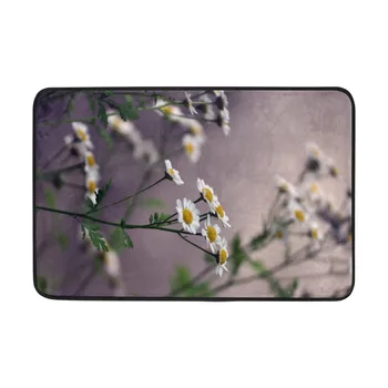 

Feverfew Flower Printed Bathroom Mat Quick-drying Water Absorption Bath Mat Bathroom Door Mat Absorbent Magical Design
