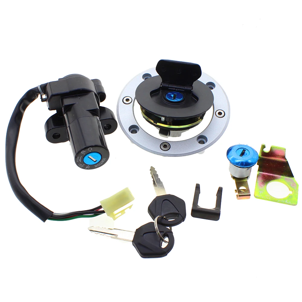 Motorcycle 12V Ignition Switch Lock Gas Cap Fuel Tank Seat Lock Key For