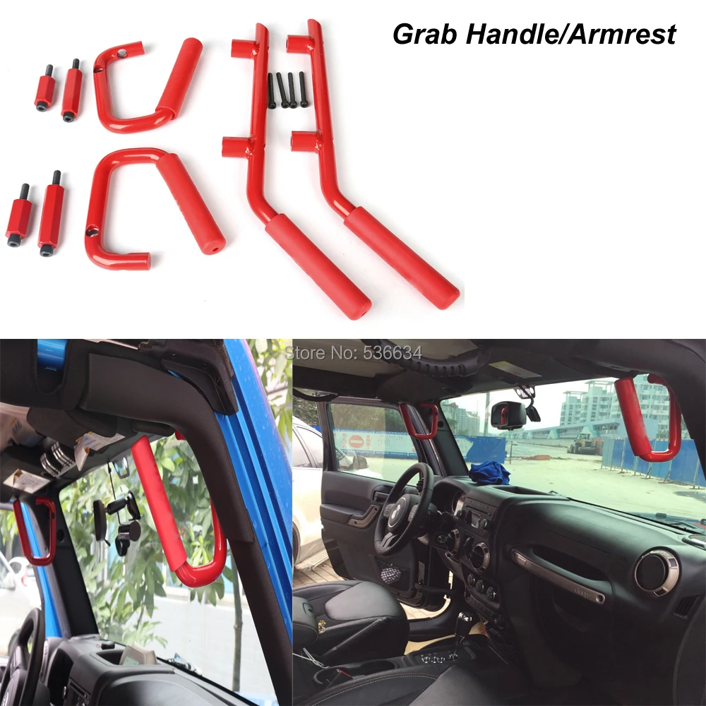 For Car Accessories Wrangler JK Red Front Seat Grab Handles & Rear Car