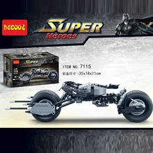 Decool 7115 Super Heroes The Dark Knight Batman batcycle Batmobile Batblade 338PCS batpod Building Blocks Toys jugutets legoed