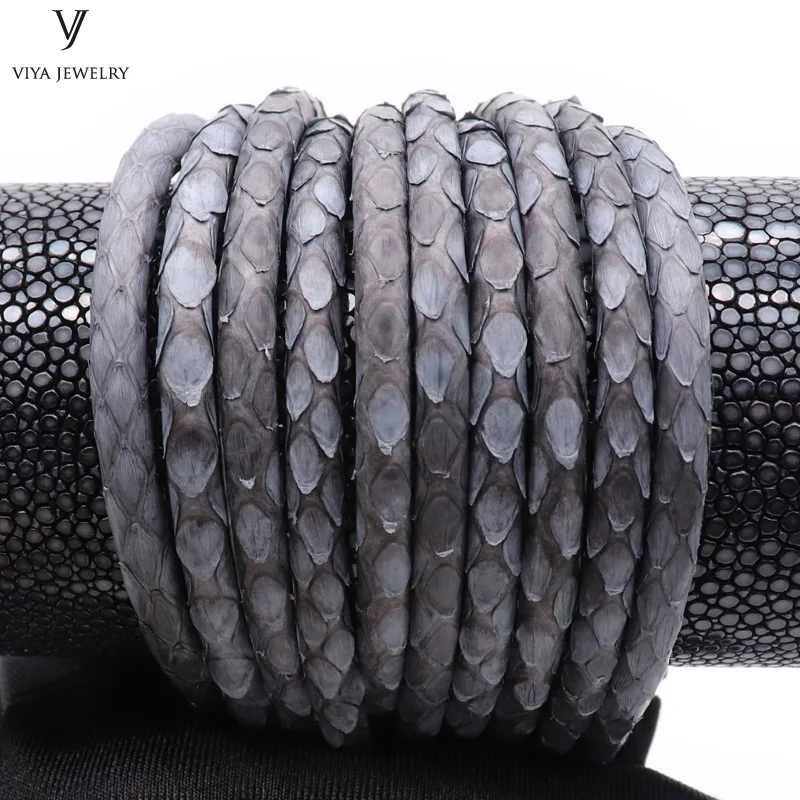 

Genuine Grey Python Cords Luxury Leather For Men Fine Jewelry Rope 4/5/6mm Jewelry Python Leather Cords For Fashion Bracelet